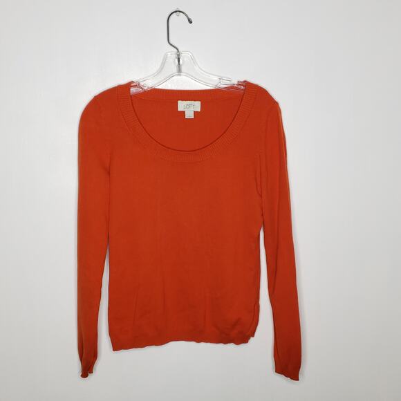 Loft Pima Cotton Scoop Neck Sweater Orange Small - Picture 7 of 9